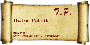 Thaler Patrik névjegykártya